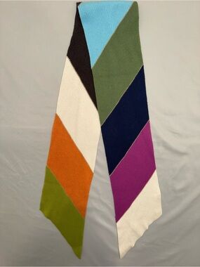 Coach Colorblock Knit Triangle Scarf Shawl Merino Wool Angora Multicolor